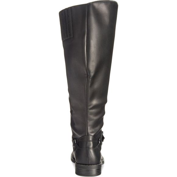 Easy Street Womens Quinn Black Faux Leather Knee-High Riding Boots Heels - Picture 3 of 5